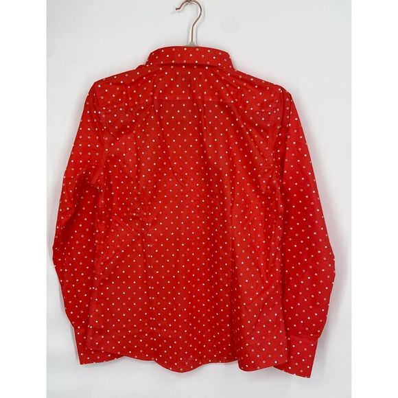 NWOT Lands'‎ End No Iron Supima Orange Polka Dress Shirt Size 4 - Picture 7 of 7